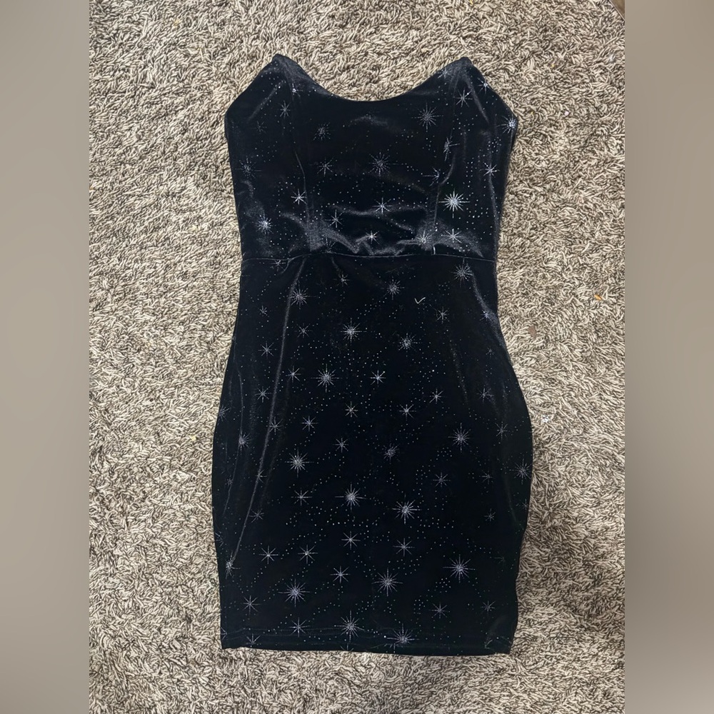 Superdown Black Starry Strapless Dress